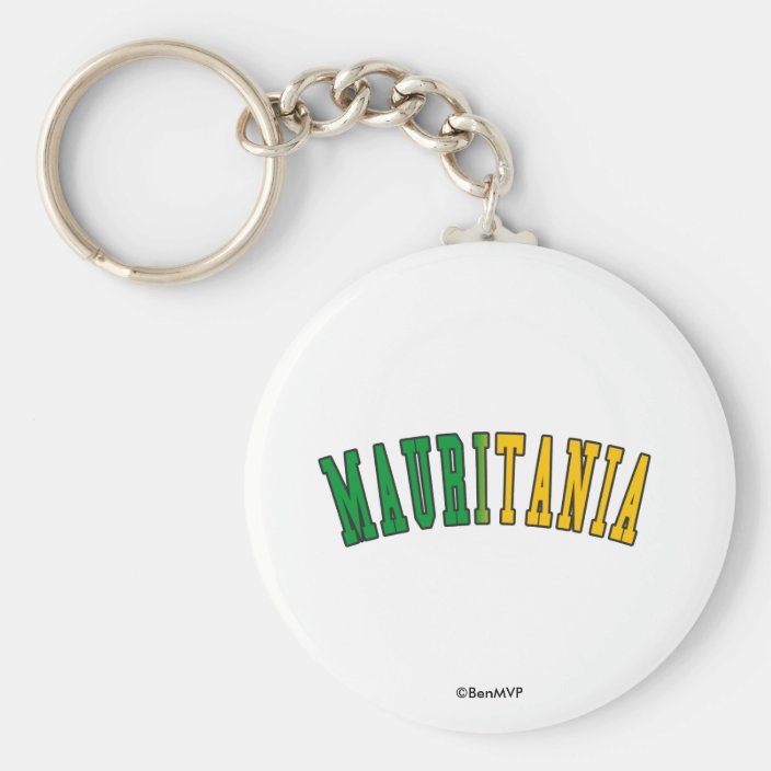 Mauritania in National Flag Colors Keychain