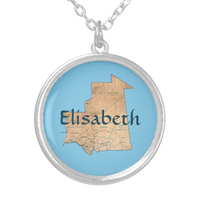 Mauritania Map + Name Necklace (Front)