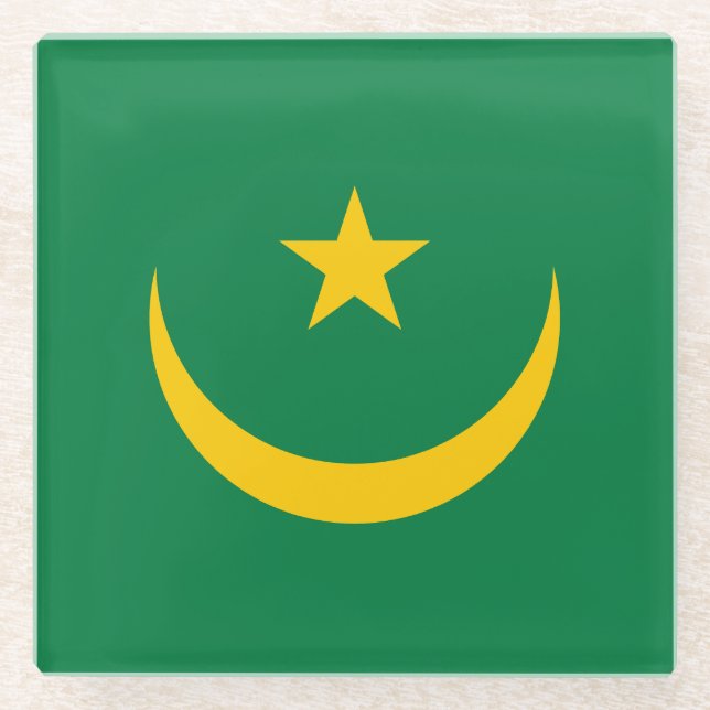 Mauritania Old Flag Glass Coaster (Front)