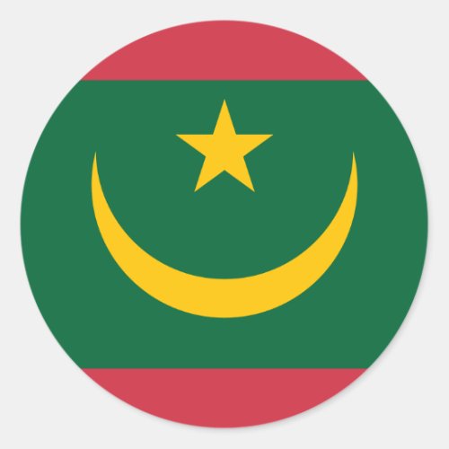 Mauritanian Flag Flag of Mauritania Classic Round Sticker
