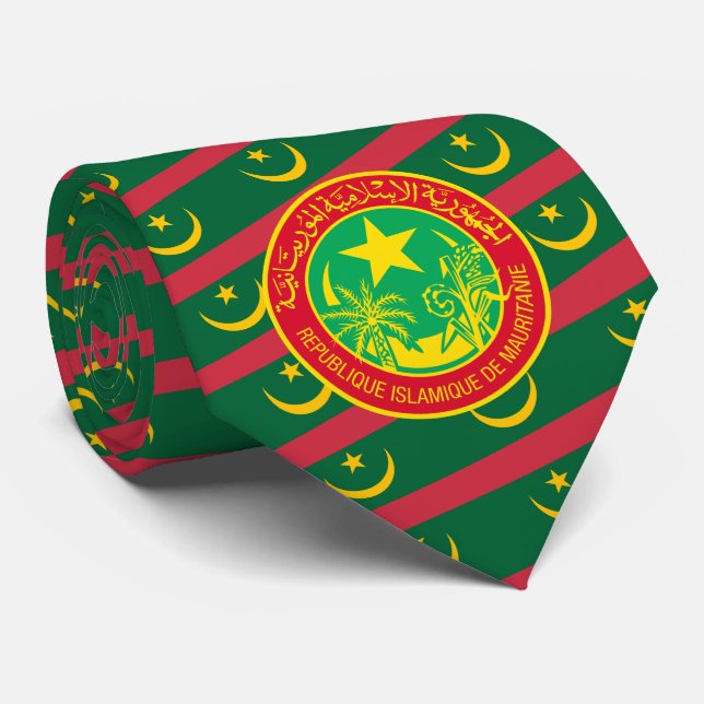Mauritanian Flag & Seal, Flag of Mauritania Neck Tie (Rolled)