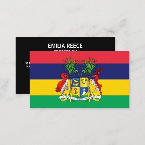 Mauritian Flag  Coat of Arms Flag of Mauritius Business Card