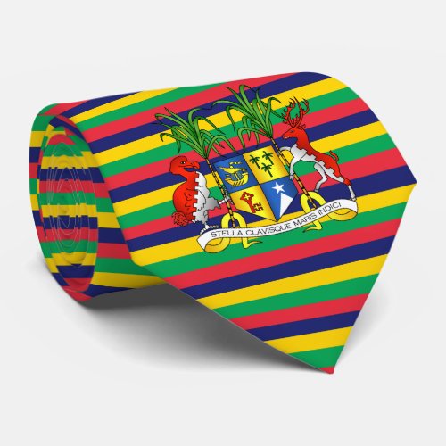 Mauritian Flag  Coat of Arms Flag of Mauritius Neck Tie