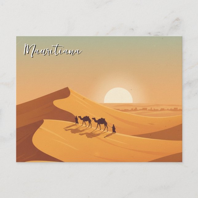 Mauritiana Desert Dunes Camel Postcard (Front)
