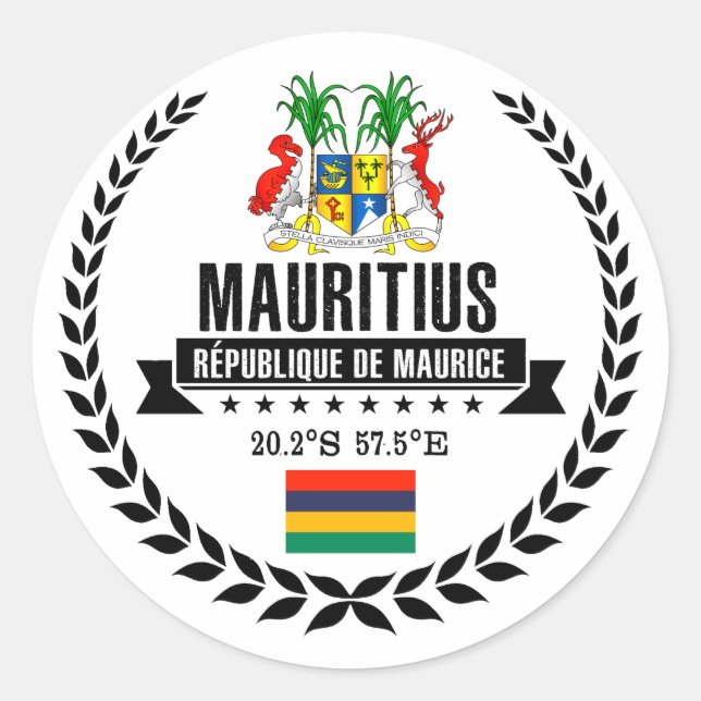 Mauritius Classic Round Sticker (Front)