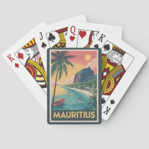 Mauritius Coast Illustration Travel Art Vintage Poker Cards