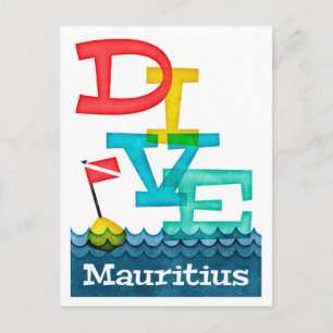 Mauritius Dive - Colorful Scuba Postcard