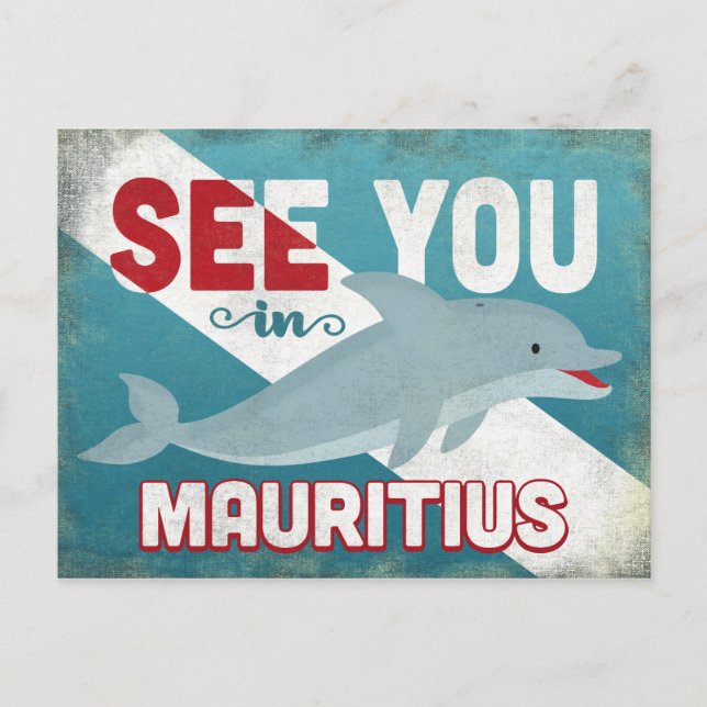 Mauritius Dolphin - Retro Vintage Travel Postcard (Front)
