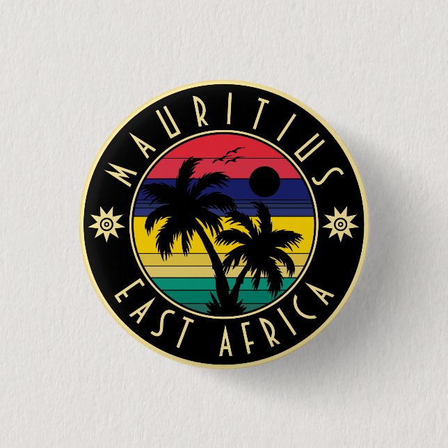 Mauritius East Africa Retro Sunset Souvenirs 60s Button (Front)
