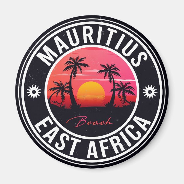Mauritius East Africa Retro Sunset Souvenirs 60s Magnet (Front)