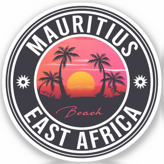 Mauritius East Africa Retro Sunset Souvenirs 60s Sticker (Front)