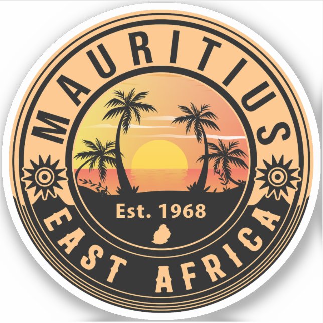 Mauritius East Africa Retro Sunset Souvenirs 60s Sticker (Front)