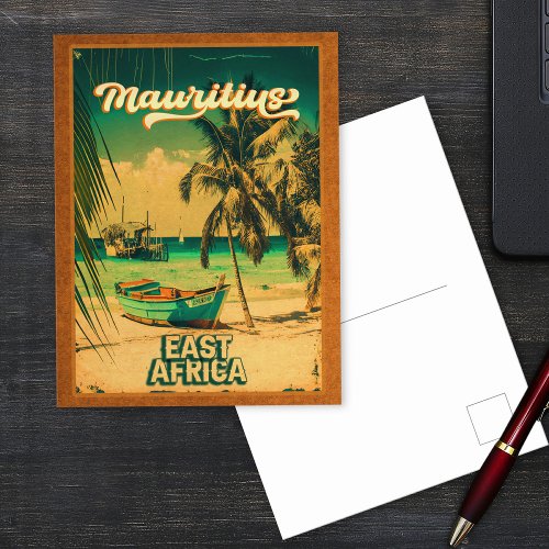 Mauritius East Africa Vintage Palm Trees Souvenirs Postcard