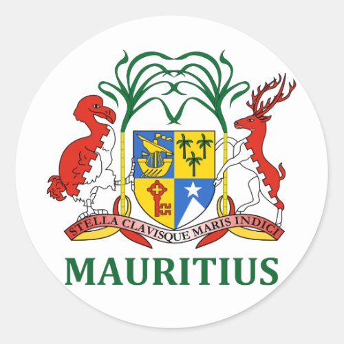 mauritius _ emblemflagcoat of armssymbol classic round sticker