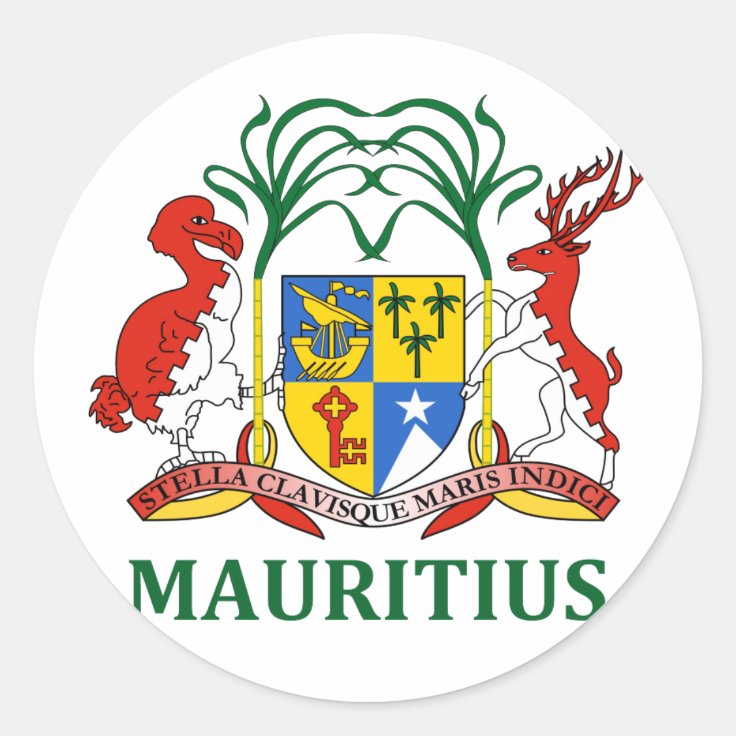 mauritius - emblem/flag/coat of arms/symbol classic round sticker | Zazzle