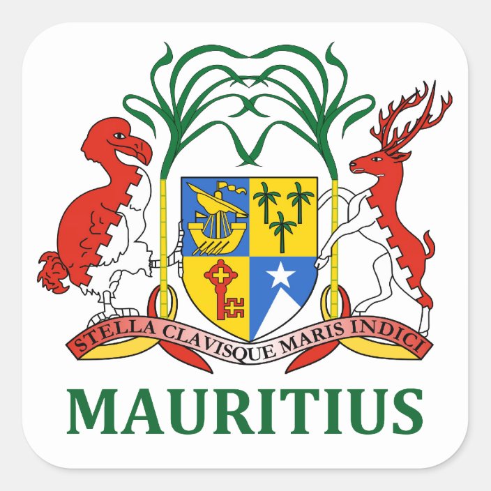 Mauritius Emblemflagcoat Of Armssymbol Square Sticker