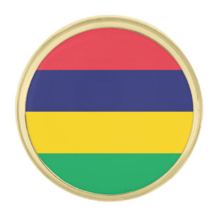 Mauritius Flag Gold Finish Lapel Pin