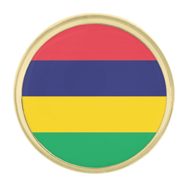 Mauritius Flag Gold Finish Lapel Pin (Front)