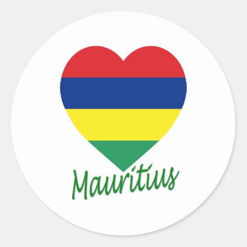 Mauritius Flag Heart Classic Round Sticker