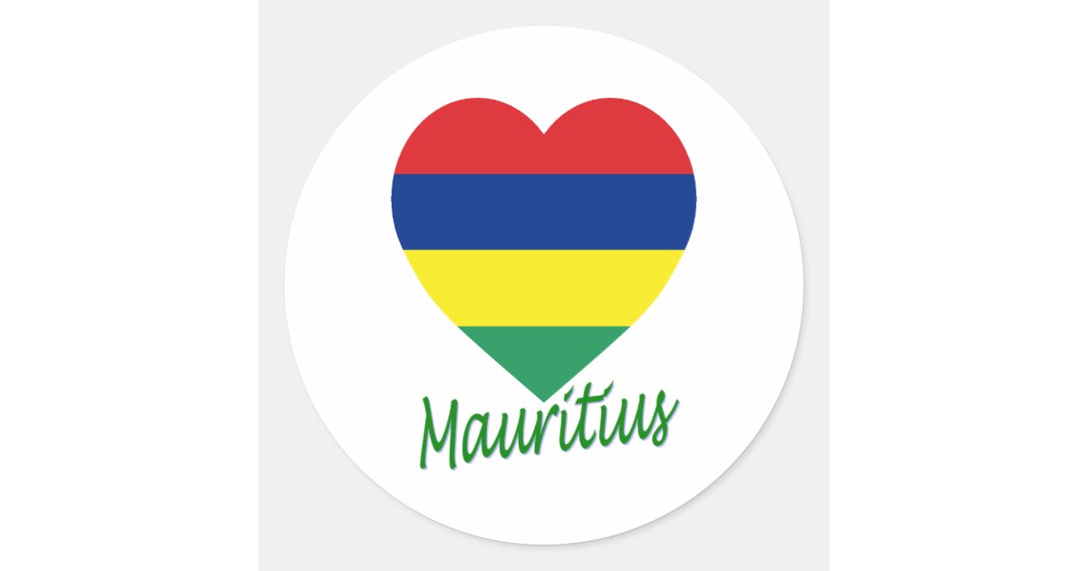 Mauritius Flag Heart Classic Round Sticker Zazzle