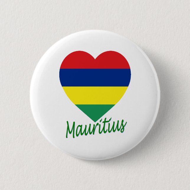 Mauritius Flag Heart Pinback Button (Front)