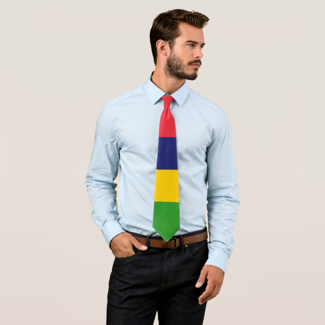 Mauritius flag neck tie (In Situ)