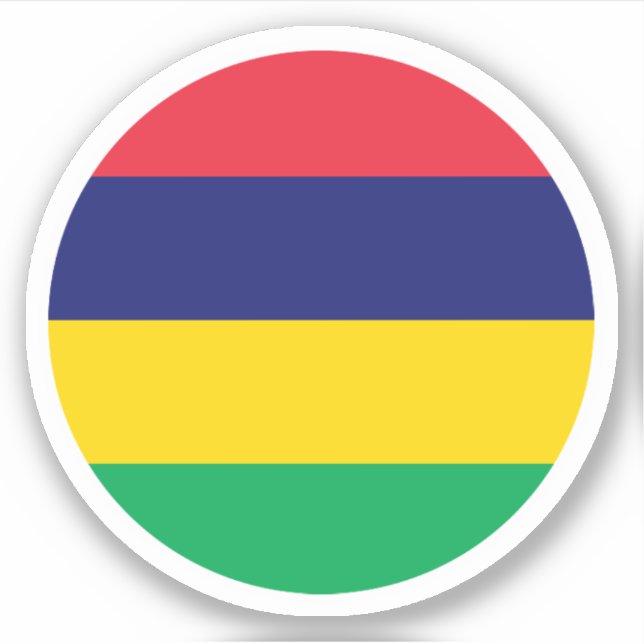 Mauritius Flag Round Sticker (Front)