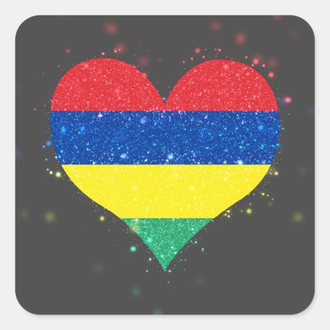 Mauritius Flag Shining Beautiful Square Sticker (Front)