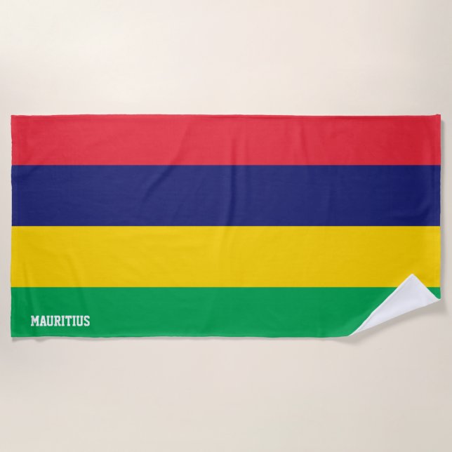 Mauritius Flag Splendid Patriotic Beach Towel (Front)