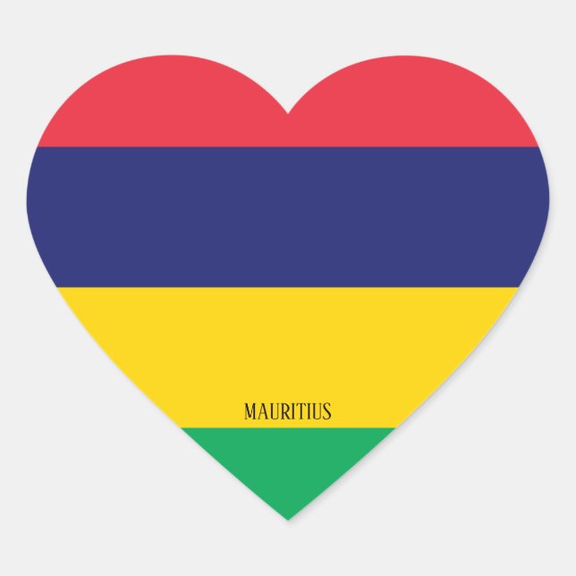 Mauritius Flag Splendid Patriotic Heart Sticker (Front)