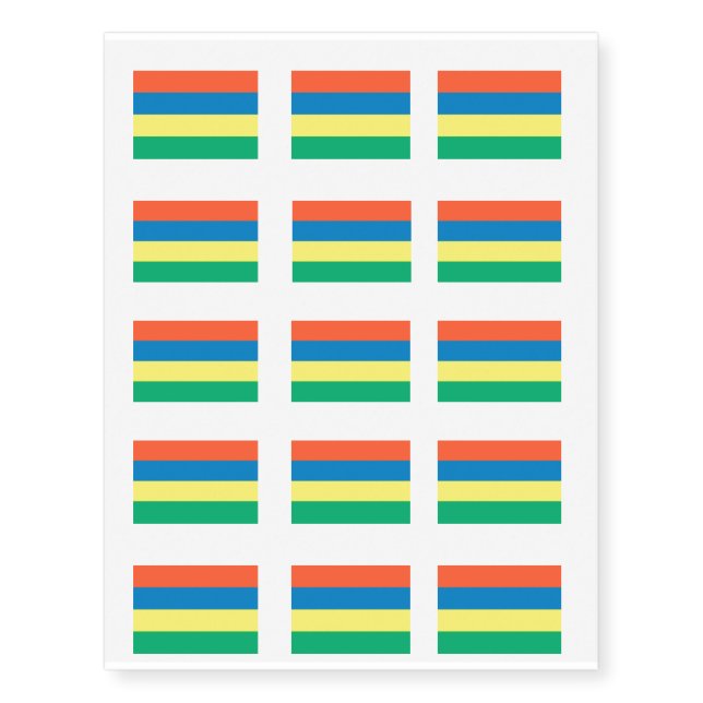 Mauritius Flag Temporary Tattoos (Front)