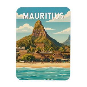 Mauritius Illustration Travel Art Vintage Magnet