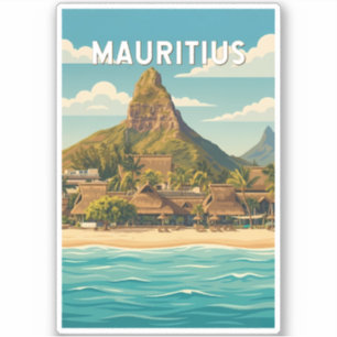 Mauritius Illustration Travel Art Vintage Sticker