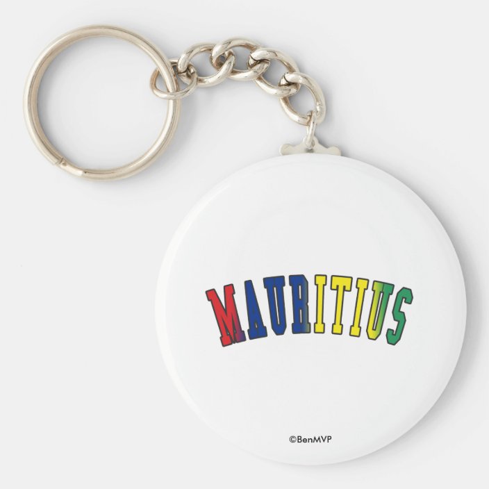 Mauritius in National Flag Colors Keychain
