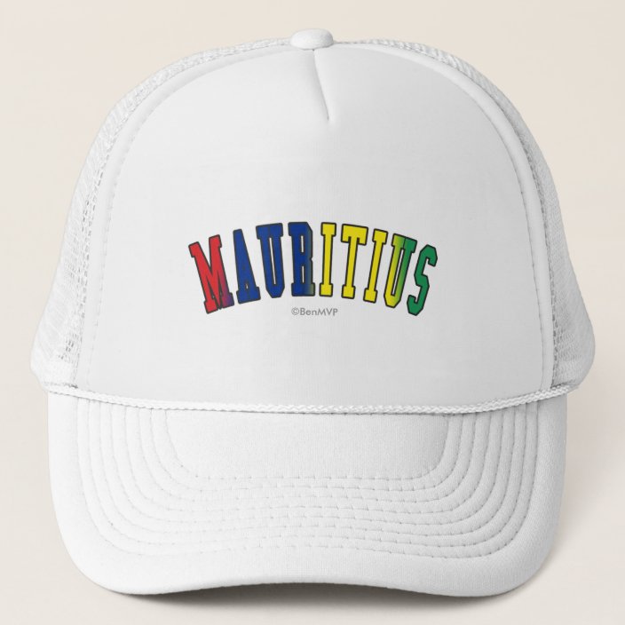 Mauritius in National Flag Colors Mesh Hat