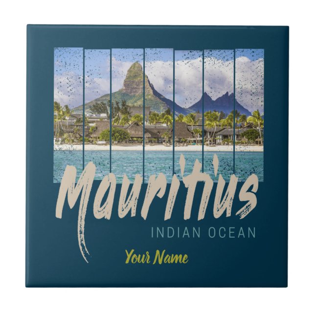 Mauritius Indian Ocean vintage beach souvenir Ceramic Tile (Front)