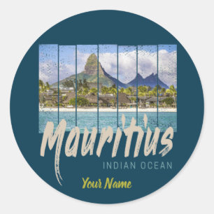 Mauritius Indian Ocean vintage beach souvenir Classic Round Sticker