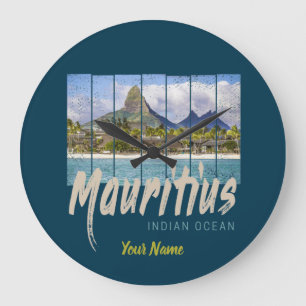 Mauritius Indian Ocean vintage beach souvenir Large Clock