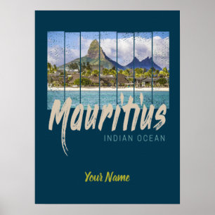 Mauritius Indian Ocean vintage beach souvenir Poster
