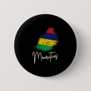 Mauritius Island Vintage Flag Ocean Indian Vacatio Button