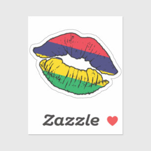 Mauritius Mauritian Lipstick Love Flag Sticker