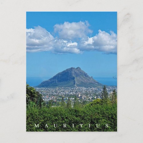 Mauritius mountain and clouds view postcard