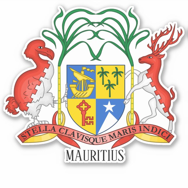 Mauritius National Coat Of Arms Patriotic Sticker (Front)
