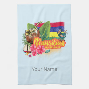 Mauritius Retro Indian Ocean Dodo and Flag Vintage Kitchen Towel