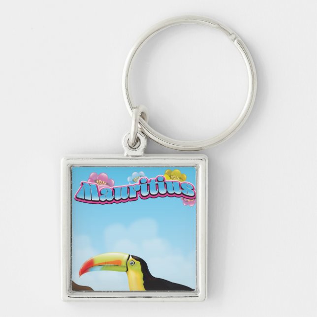 Mauritius travel poster keychain (Front)