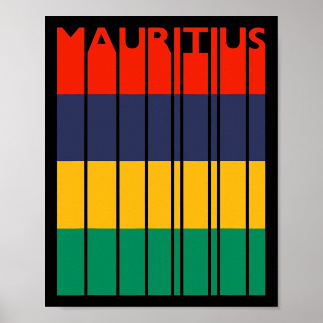 Mauritius Vintage Mauritian Flag Vacation  Poster (Front)