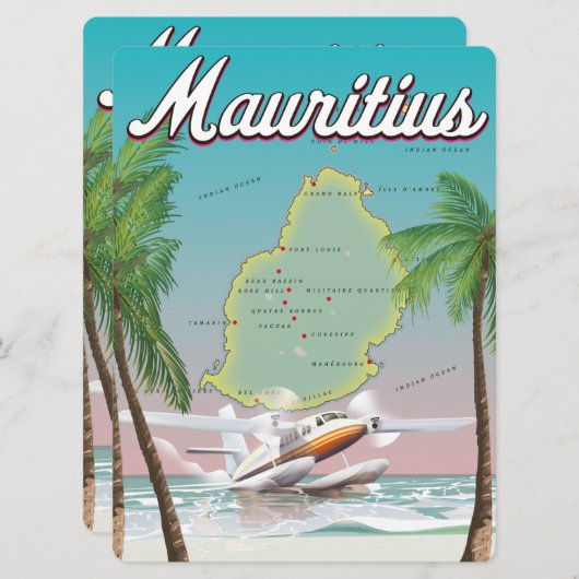 Mauritius vintage travel poster (Front/Back)