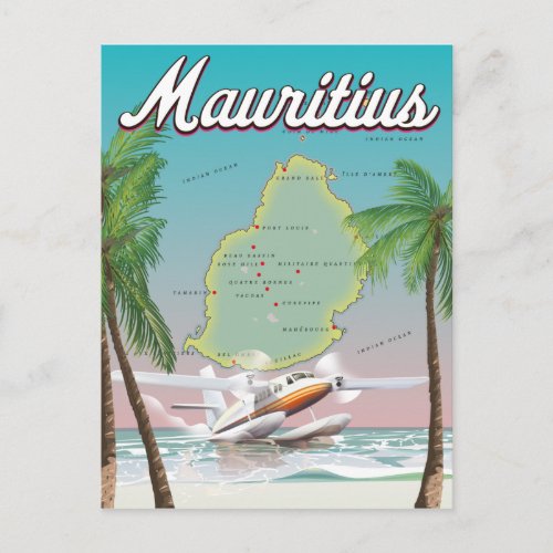 Mauritius vintage travel poster postcard