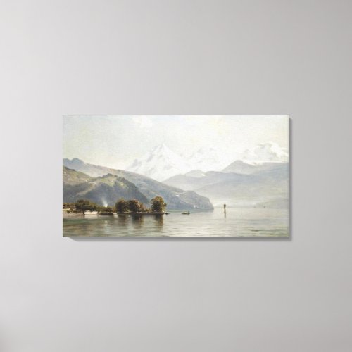 Mauritz De Haas a View of the Thunersee with the E Canvas Print