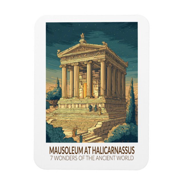 Mausoleum at Halicarnassus 7 Wonders of the World Magnet (Vertical)